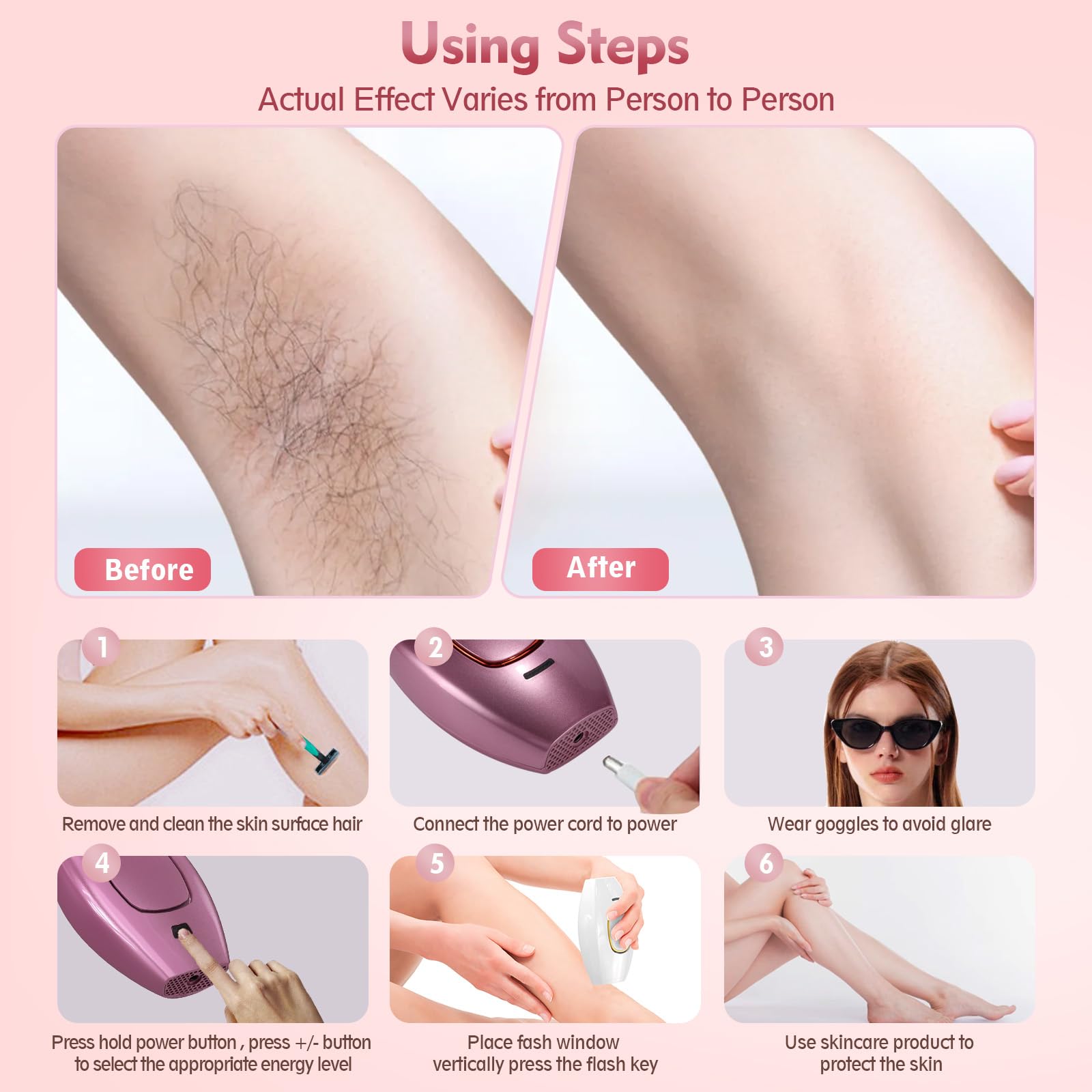 Depilación láser IPL, dispositivo de depilación láser para mujeres y hombres, depilación sin dolor de cuerpo completo y cara en casa (blanco) 7