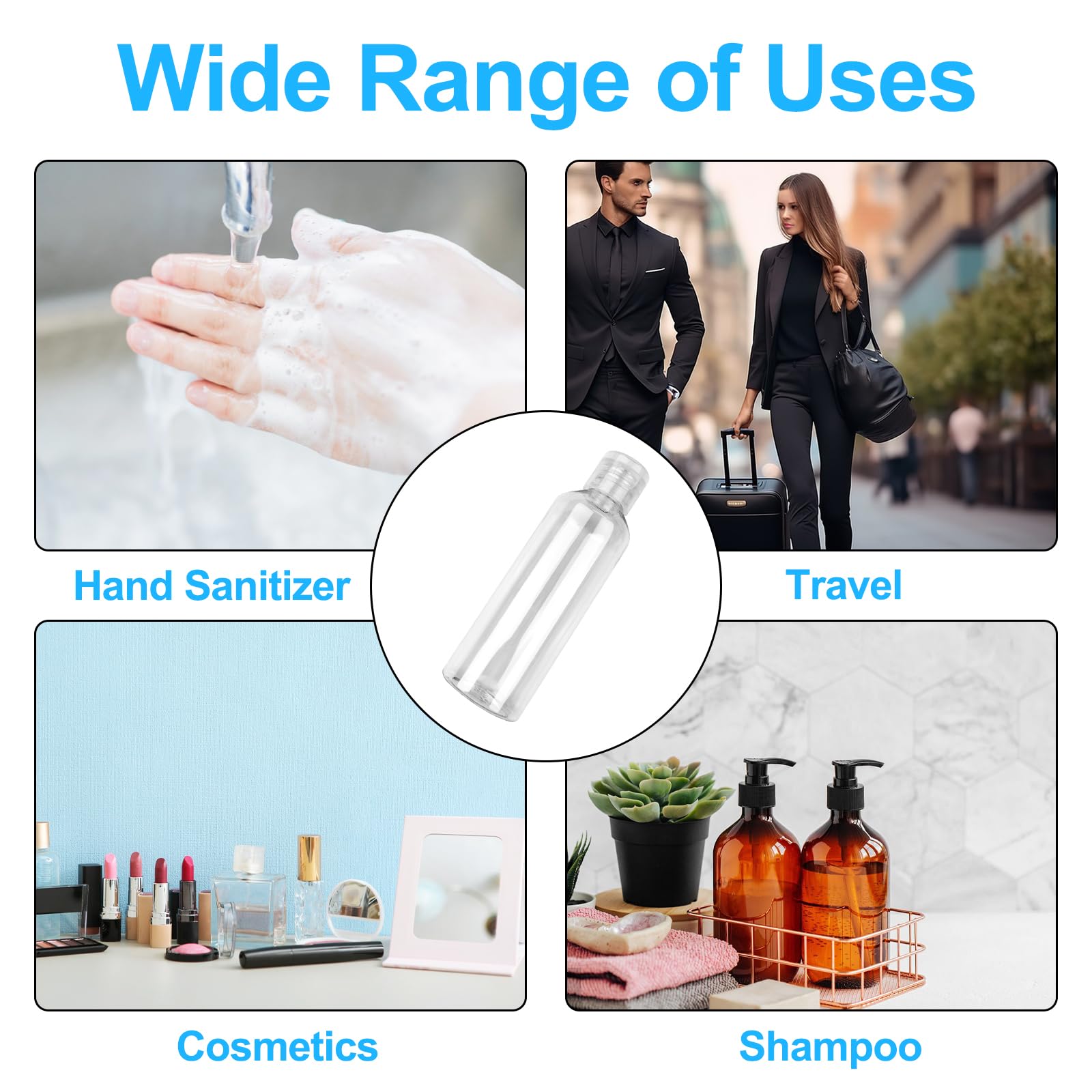 Newpop 10 Pezzi Flaconi da Viaggio 100 ml, Kit Contenitori Viaggio Liquidi, Boccette da Viaggio con 3 Piccoli Imbuti, Trasparente Bottiglie da Viaggio per Shampoo Creme Lozioni Liquide