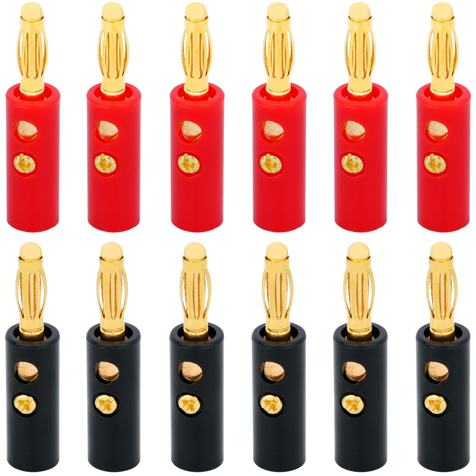 WWZMDiB 4mm Banana Plugs Stackable Connectors for Speaker Wire (12Pcs/6pair Gold Plated)