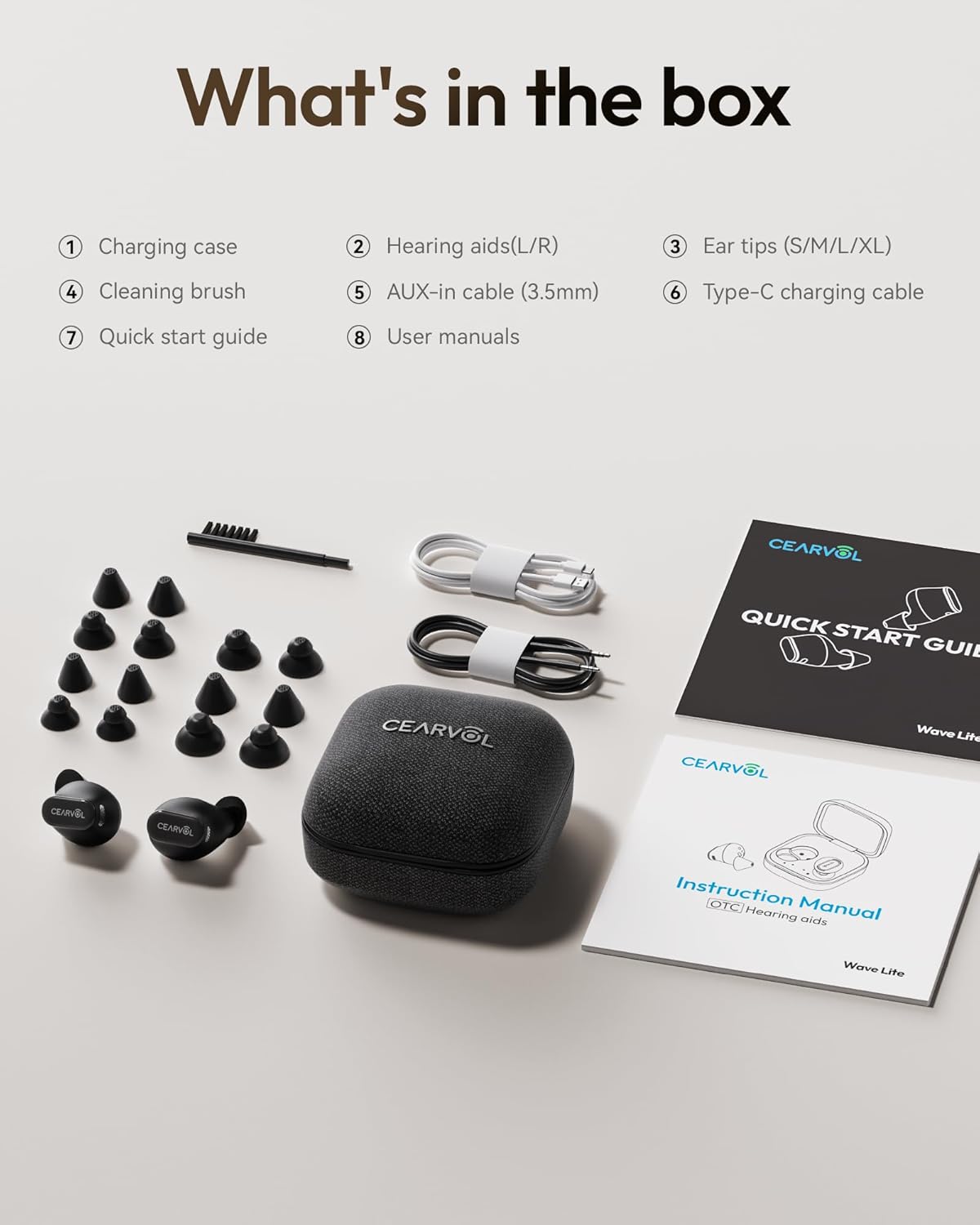 Wave Lite OTC Hearing Aids with Bluetooth, Rechargeable AI Noise Reduction & Direct TV AUX-in, App Control ITE Earbuds for Adults Seniors Mild to Moderate Severe Hearing Loss (Midnight) - Image 9