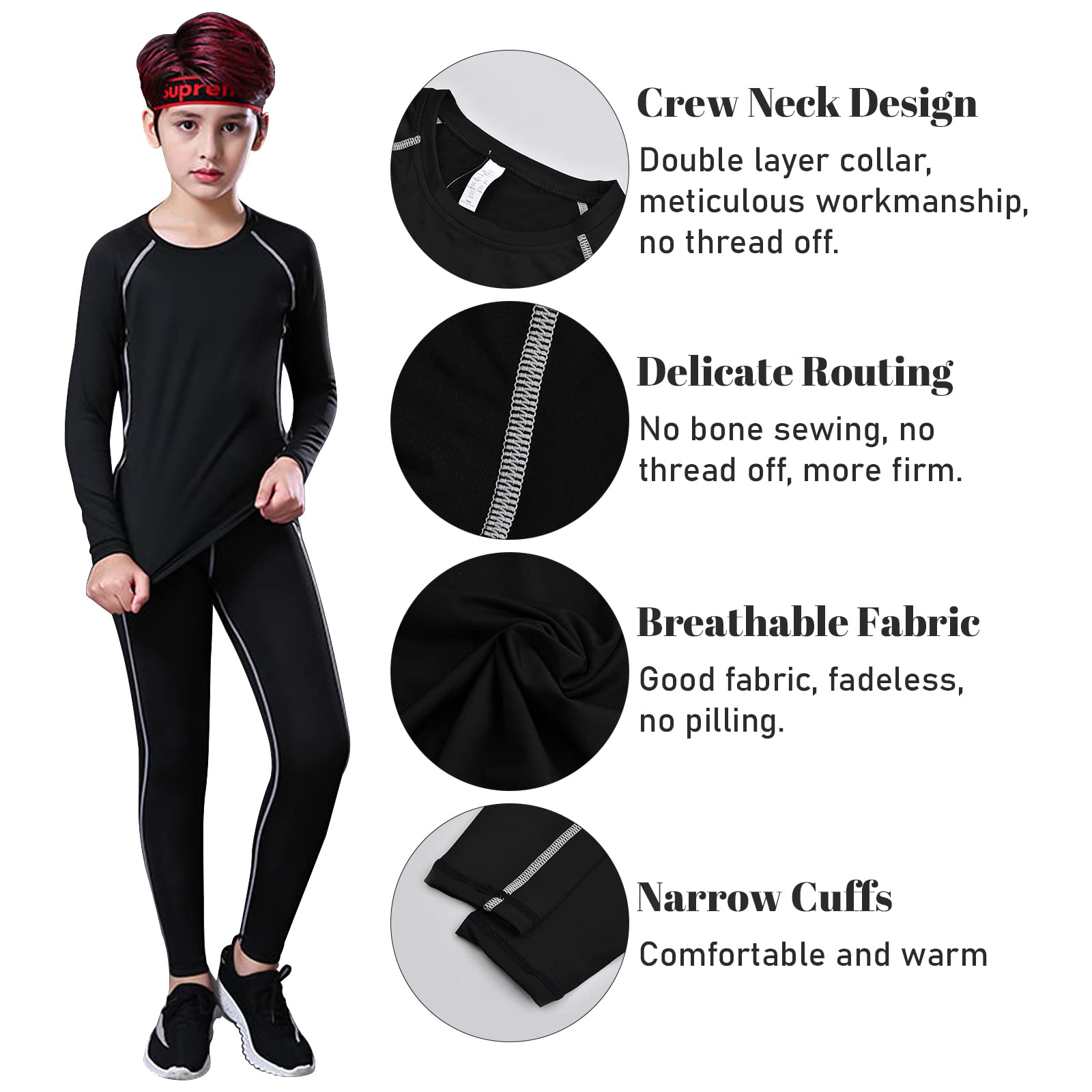 Set di Intimo a Compressione per Bambini, Completo Termico Bambino Calcio, Intimo Sportivo ad Asciugatura Rapida, per Bambini Allenamento di Calcio, Corsa e Jogging