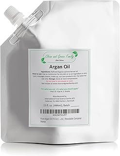 Clean and Green Refined Pure Argan Oil - 100% Natural, Unscented, Base Oil for Handmade & Homemade Argan Hair Growth Oil, ...