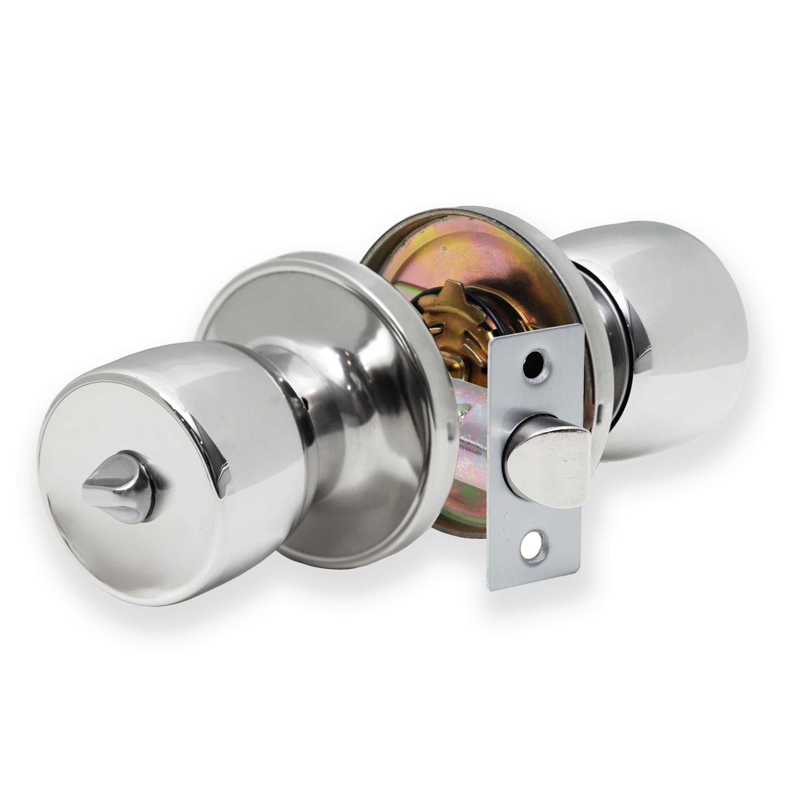 Xfort Polished Chrome Tulip Privacy Knob Set Keyless Door Knob With Lock For Internal Wooden Bathroom Doors