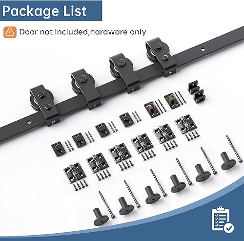 Miniatura 10 de EaseLife Kit de riel de 54 pulgadas para puerta corrediza de granero biplegable para 4 puertas de armario, rodillo de montaje superior, resistente,