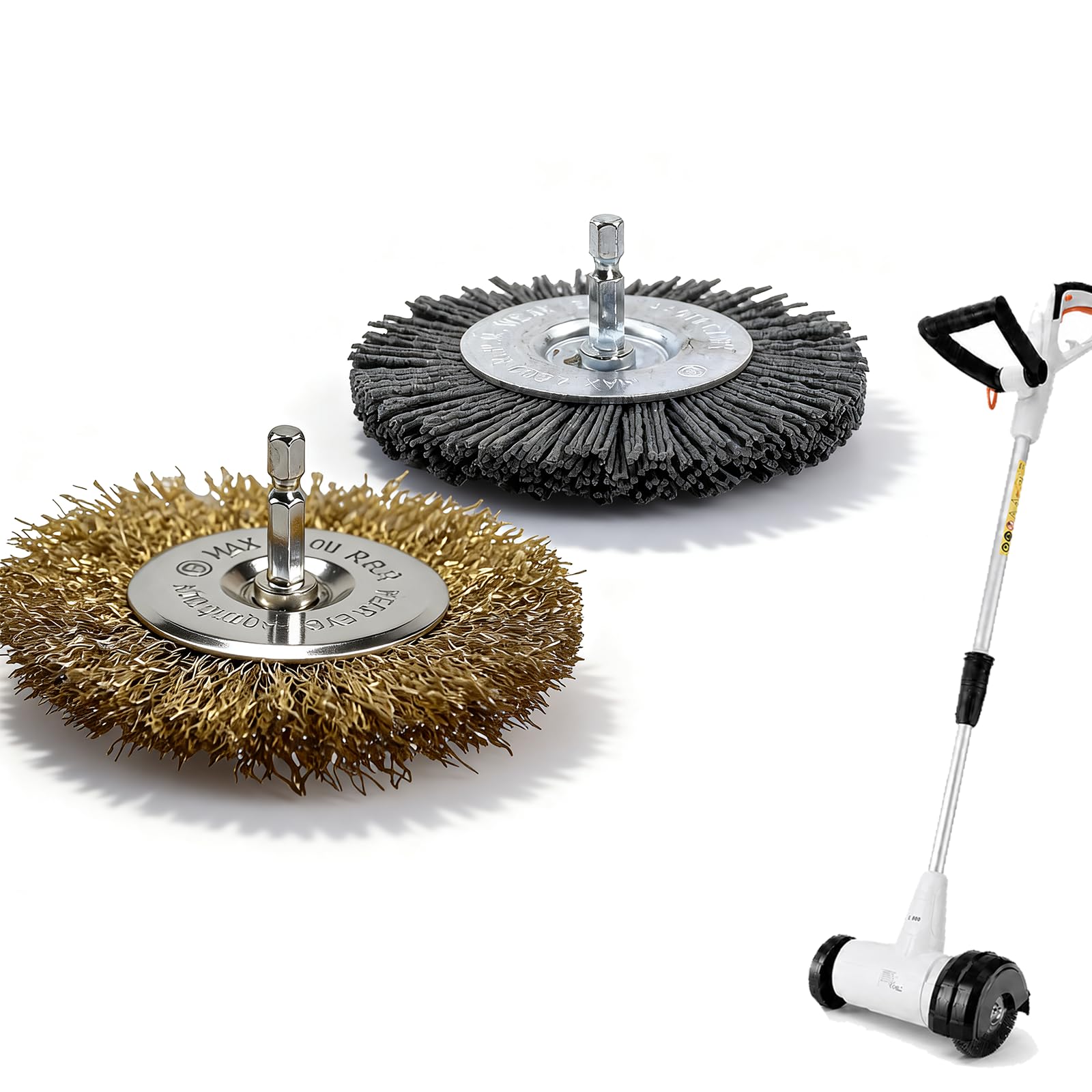 2Pcs Replacement Brush for Lazy-Weeder Electric Weed Brush – Weed Remover Brush Block Paving Brush, Cleaning & Sanding with Wire Wheel Brush and Nylon Brush, Up to 5000 RPM