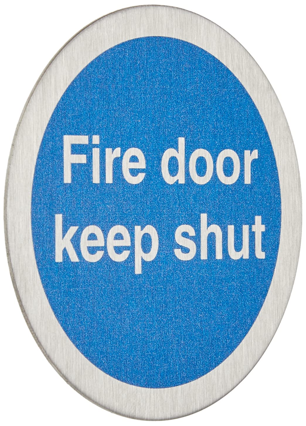 Seco Fire Door Keep Shut Sign, 72mm Diameter - 1.2mm Brushed Stainless Steel