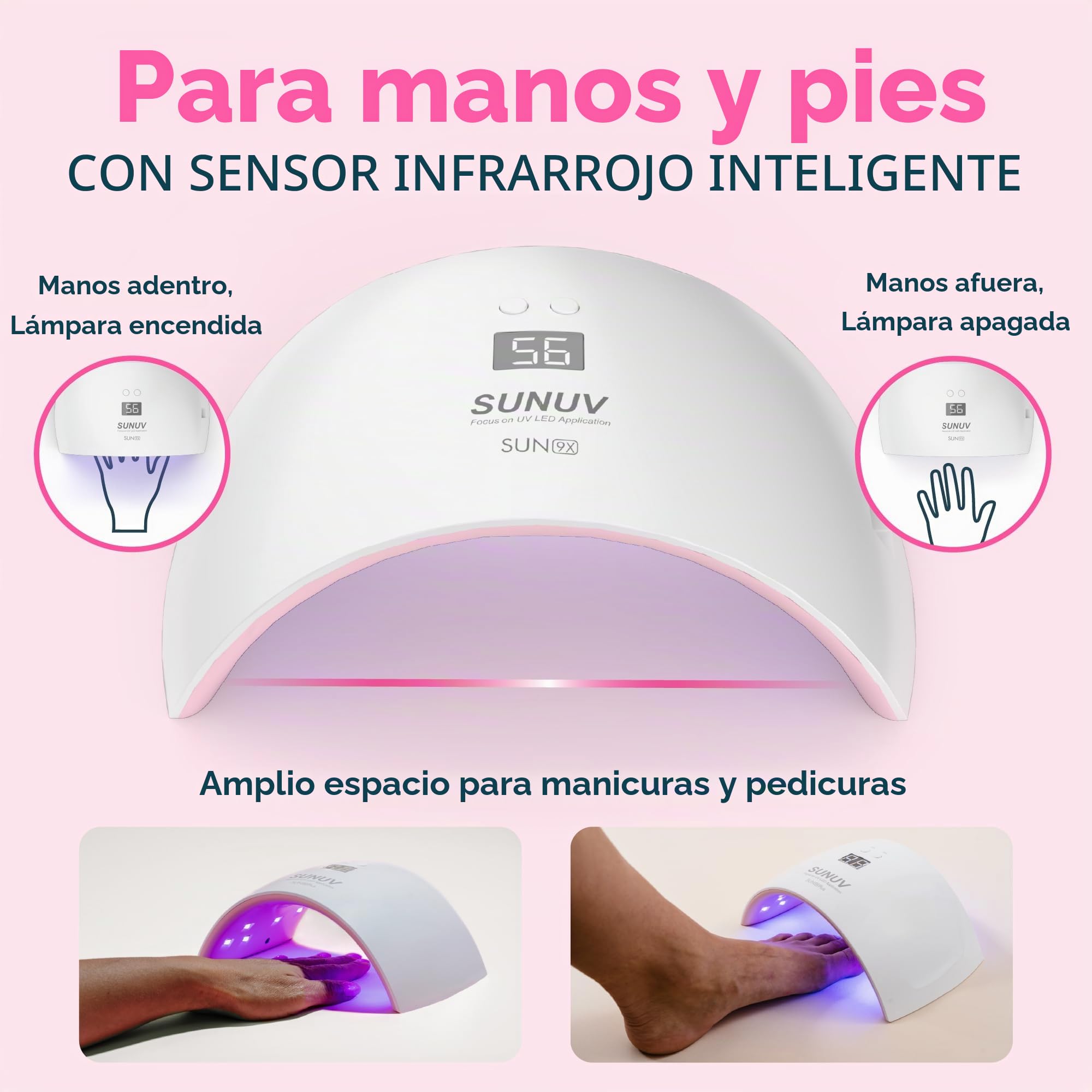 Secador de uñas LED UV SUNUV, lámpara de para uñas de gel, lámpara UV LED de uñas de 30s/60s, temporizador de infrarrojos, para manicura y pedicura, para manicura y salón de belleza