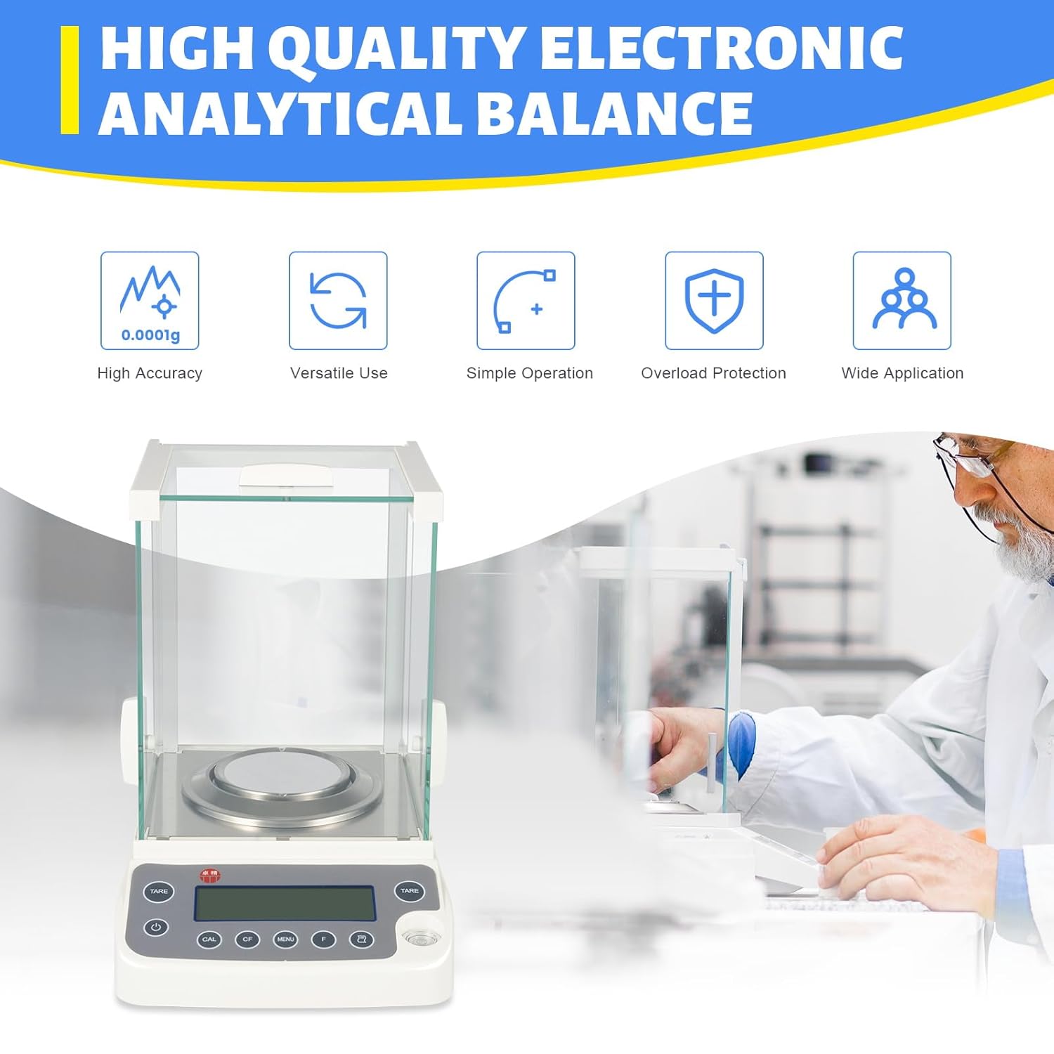Electronic Precision Scale, 0.26Lbs 0.1mg Digital Analytical Balance Lab Scale with 64.4-73.4°F Suitable Working Temperature High Precision Scales for Laboratory Pharmacy Chemical Plant Jewelry Store