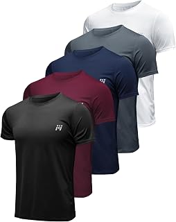 5er Pack Herren Sportshirt Kurzarm - Atmungsaktives Mesh Funktionsshirt Herren für Laufen, Fitness & Training, Schnelltrocknend und Leicht