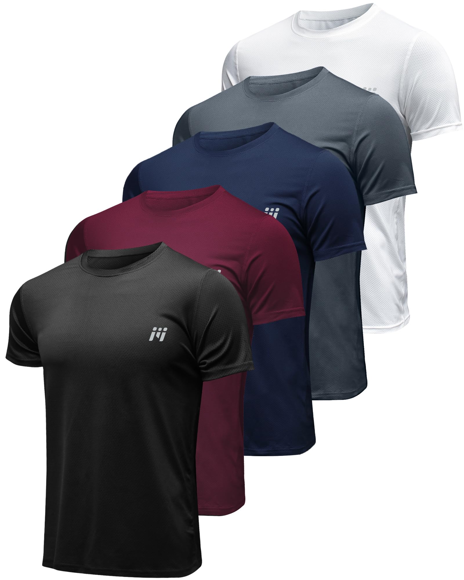 MEETYOO 5er Pack Herren Sportshirt Kurzarm - Atmungsaktives Mesh Funktionsshirt Herren für Laufen, Fitness & Training, Schnelltrocknend und Leicht