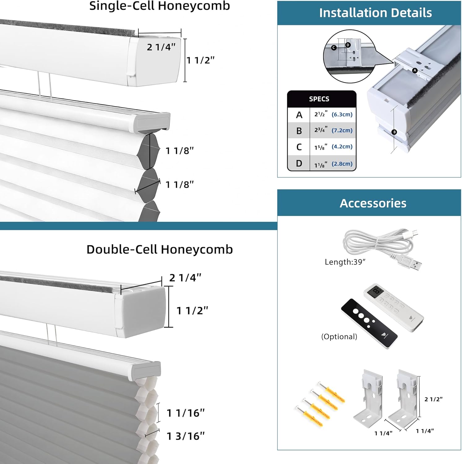 SmartWings Motorized Top Down Bottom Up Cellular Shades, Electric Honeycomb Blinds with Remotes, Automatic Blackout & Light Filtering Cellular Shades for Indoor Room, Levitate
