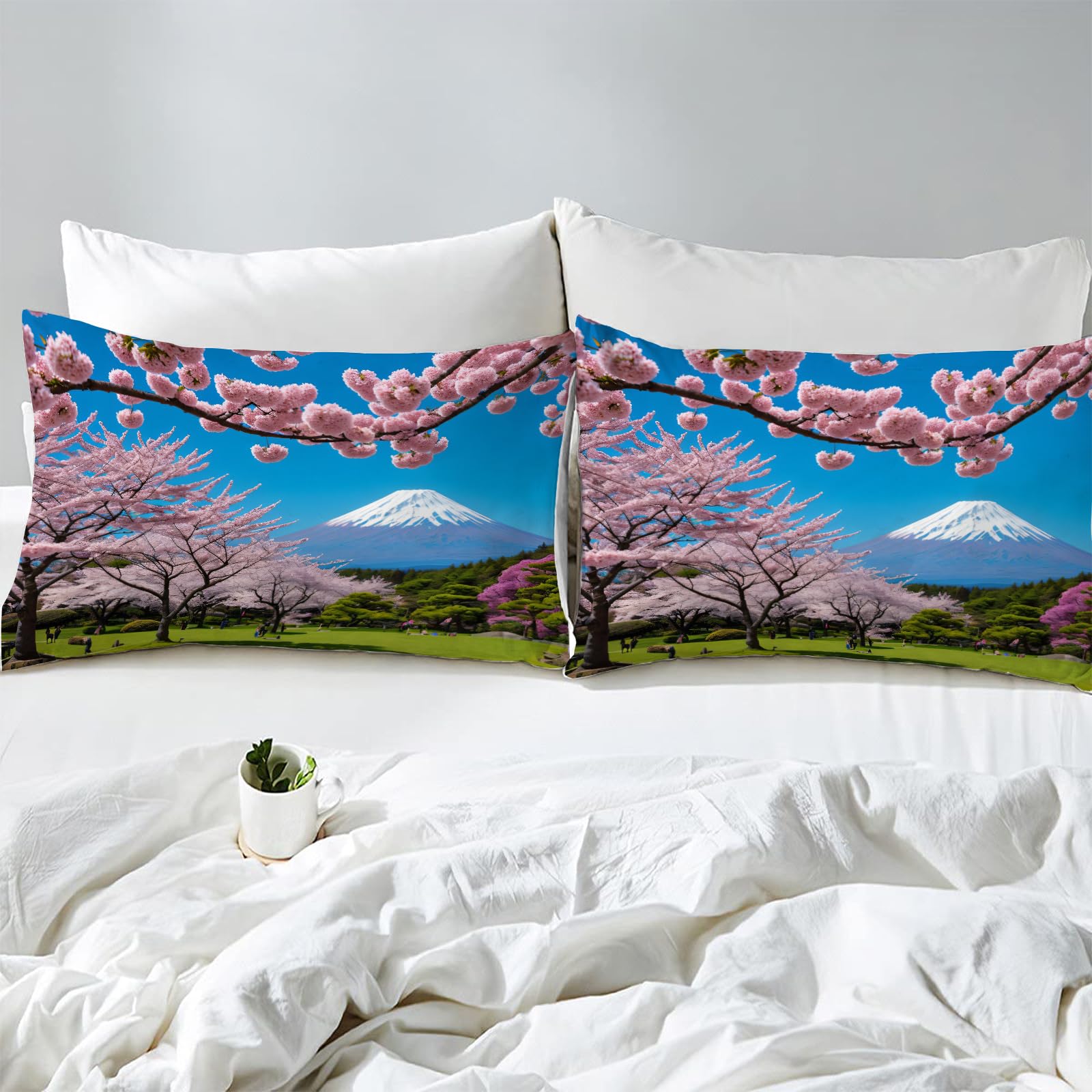 Copripiumino In 100% Cotone Giapponese Con Koi E Fiori Di Sakura - Set 200x200 Con 2 Federe 65x65 Cm, Stile Rosso E Bianco, Morbido E Traspirante