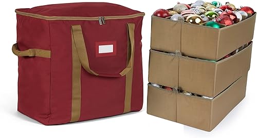 Covermates Keepsakes Bolsa de almacenamiento ajustable para adornos, con asas de transporte, protección acolchada, almacenamiento navideño, color