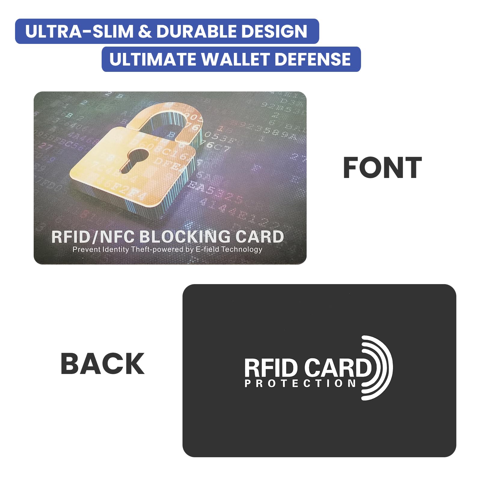 NUUBIZ RFID Blocking Card – Ultimate RFID & NFC Blocking Card, Credit Card Protector, Debit Card Skin, Safeguard Card for Wallet, ATM Card Blocker & Passport Protector (PVC, Black, 1 Pack)