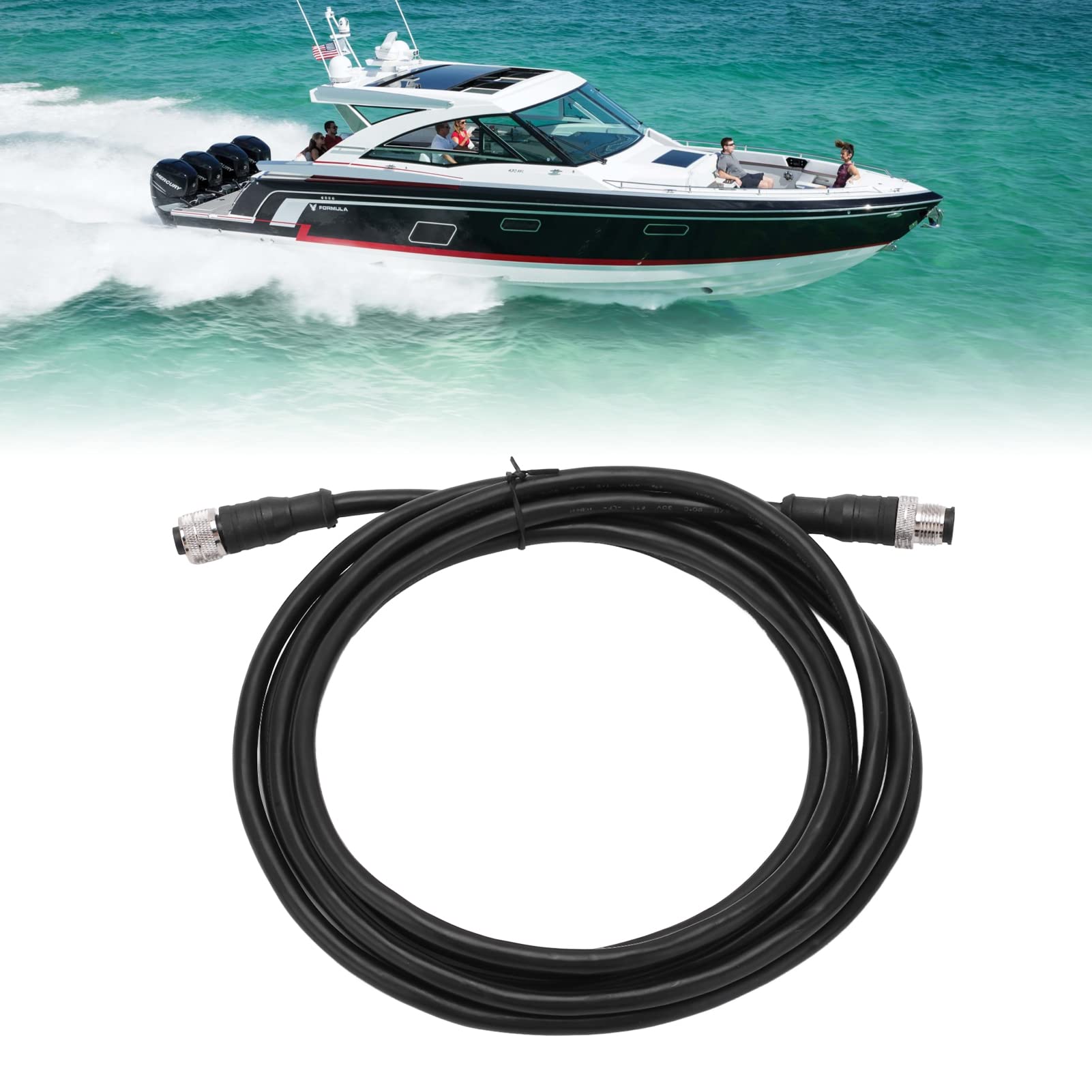 Qqmora NMEA 2000 Câble épine Dorsal Professionnel de Grade 5 Broches IP67 Imperméable 3 Mètres 9,8 Pieds Longueur pour les Réseaux Marins Simrad Lowrance