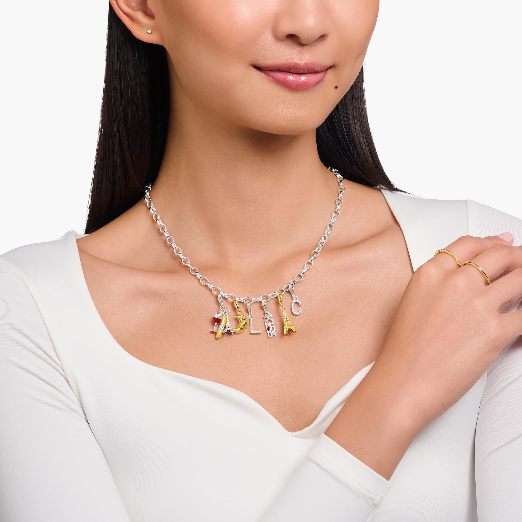 THOMAS SABO Charm-Anhänger Buchstabe C mit weißen Steinen Silber 925 Sterlingsilber