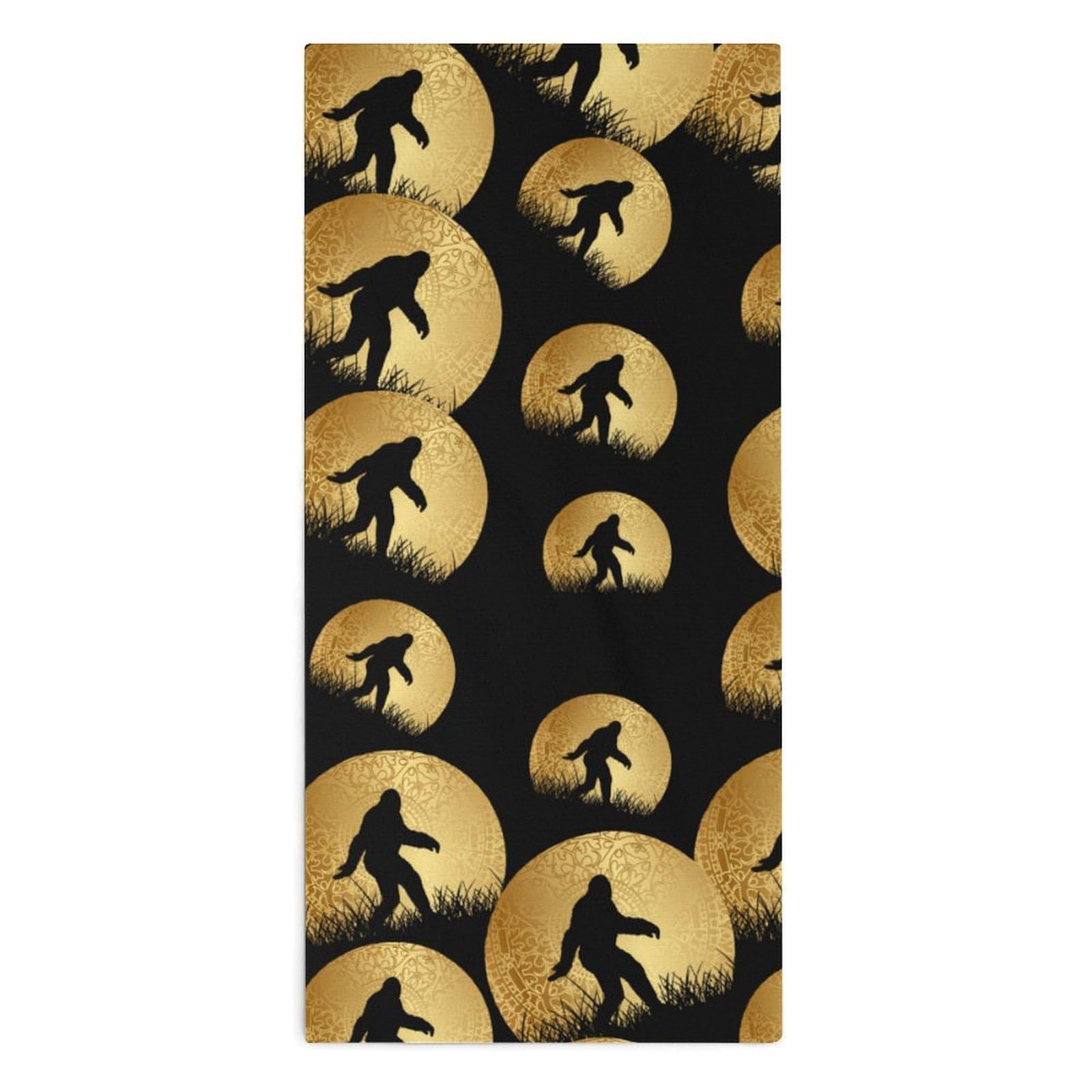 TXFBTRFSA Bigfoot Sasquatch And Moon Hand Towels for Adult Face Towel Bath Beach Swim Accessories