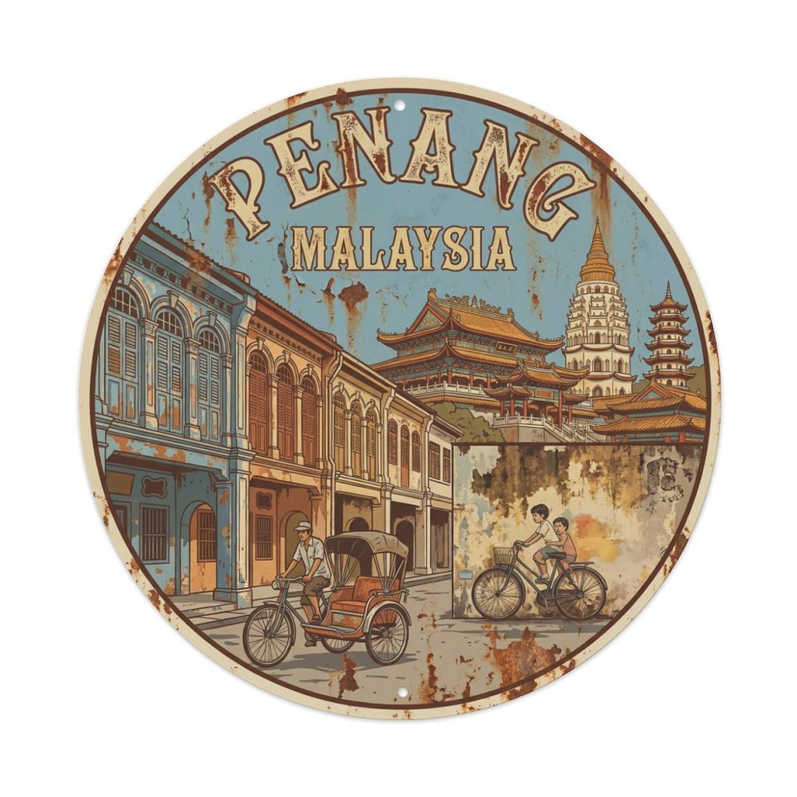 Travel Retro Malaysia Penang Metal Tin Sign