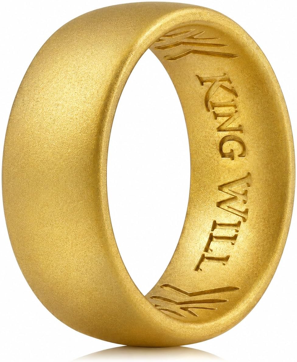 King Will Silicone Wedding Band for Men Women- 1.8mm Ultra Thin Ring with Metallic Shimmer | Comfort Grip Inner Design | Hypoallergenic Rubber Wedding Ring for Gym, Work, Travel Size 7-14