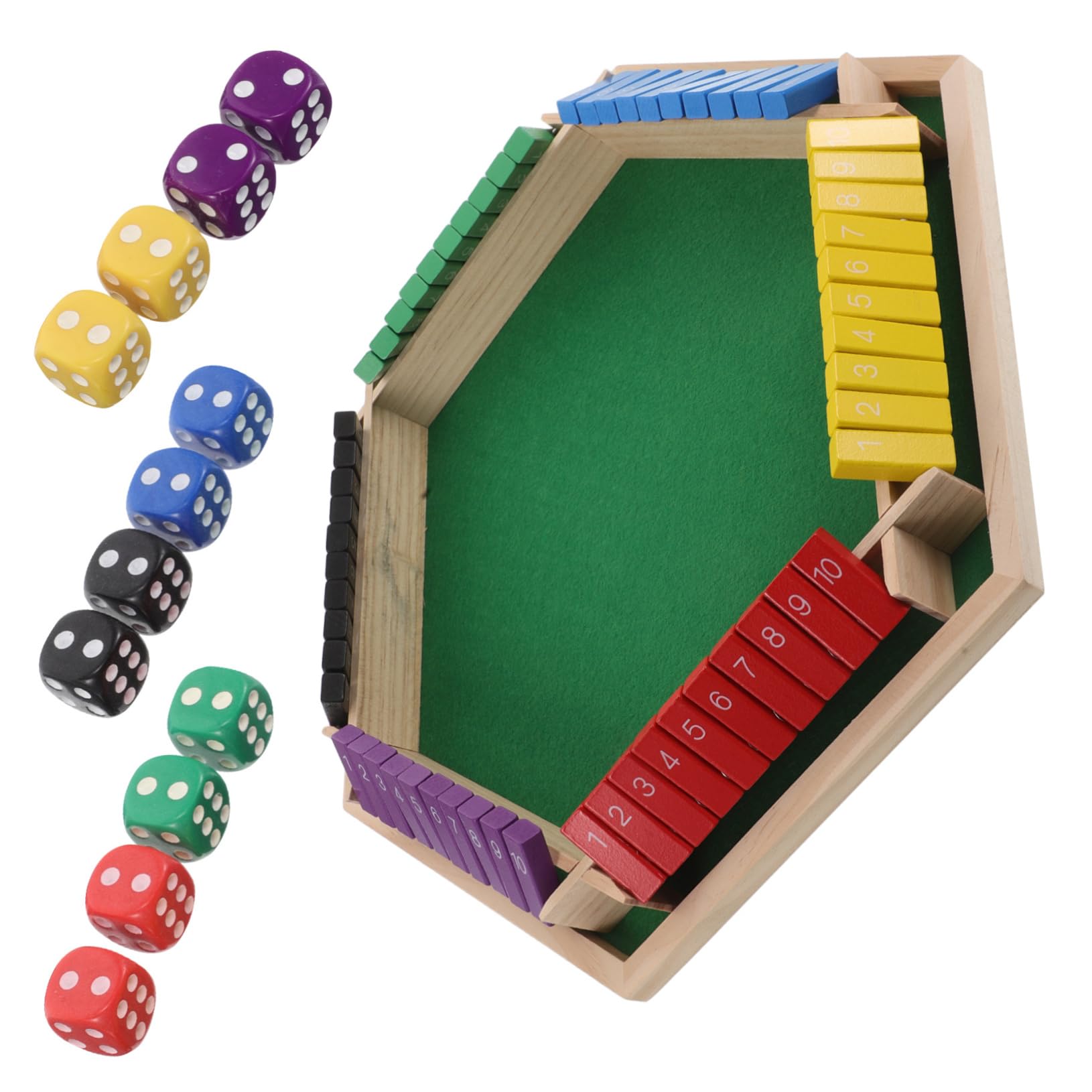GARVALON Tavolo da Gioco a 6 Facce in Legno, Multicolore, per Bar e Feste, Intrattenimento Interattivo e Giochi Vari, per Serate Conviviali