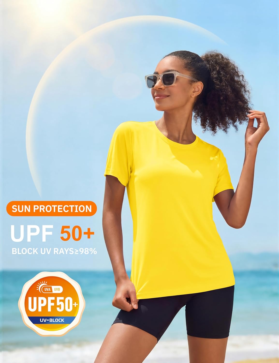 MAGCOMSEN 2 Pack Women's Short Sleeve Workout T-Shirts UPF 50+ Athletic Running Quick Dry Tops Rash Guard