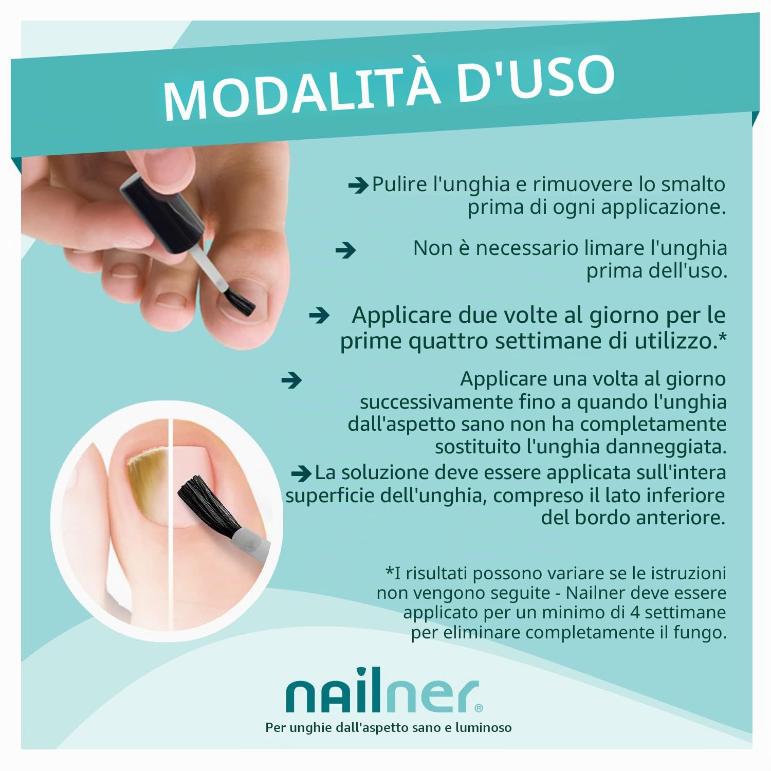 Nailner Trattamento per funghi alle unghie, trattamento e prevenzione delle infezioni fungine delle unghie, smalto naturale con pennello – 5 ml - Nudo