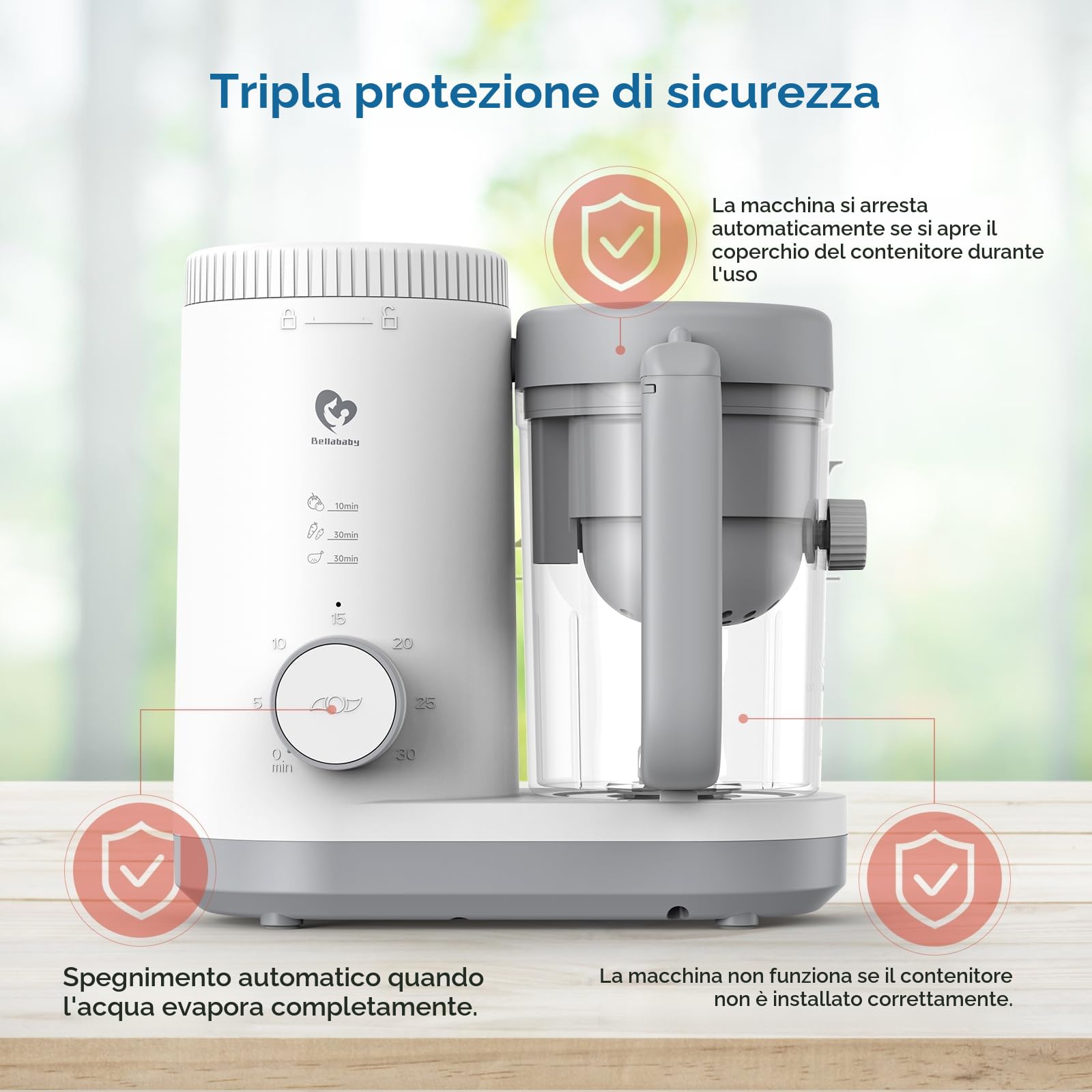 Cuocipappa Mixer Multifunzione Omogeneizzatore per Neonati con Cestello Vapore Reversibile