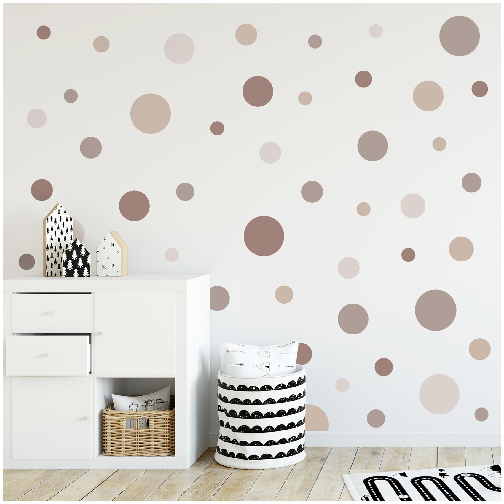Yabaduu Boys Y068-13 Beige Circles Set Of 120 Dots Wall Tattoo Cool Stuff Children's Room Bedroom Baby Room Sticker Film Decoration Self-Adhesive For Girls Pastel Y068 (Y068-13 Beige)