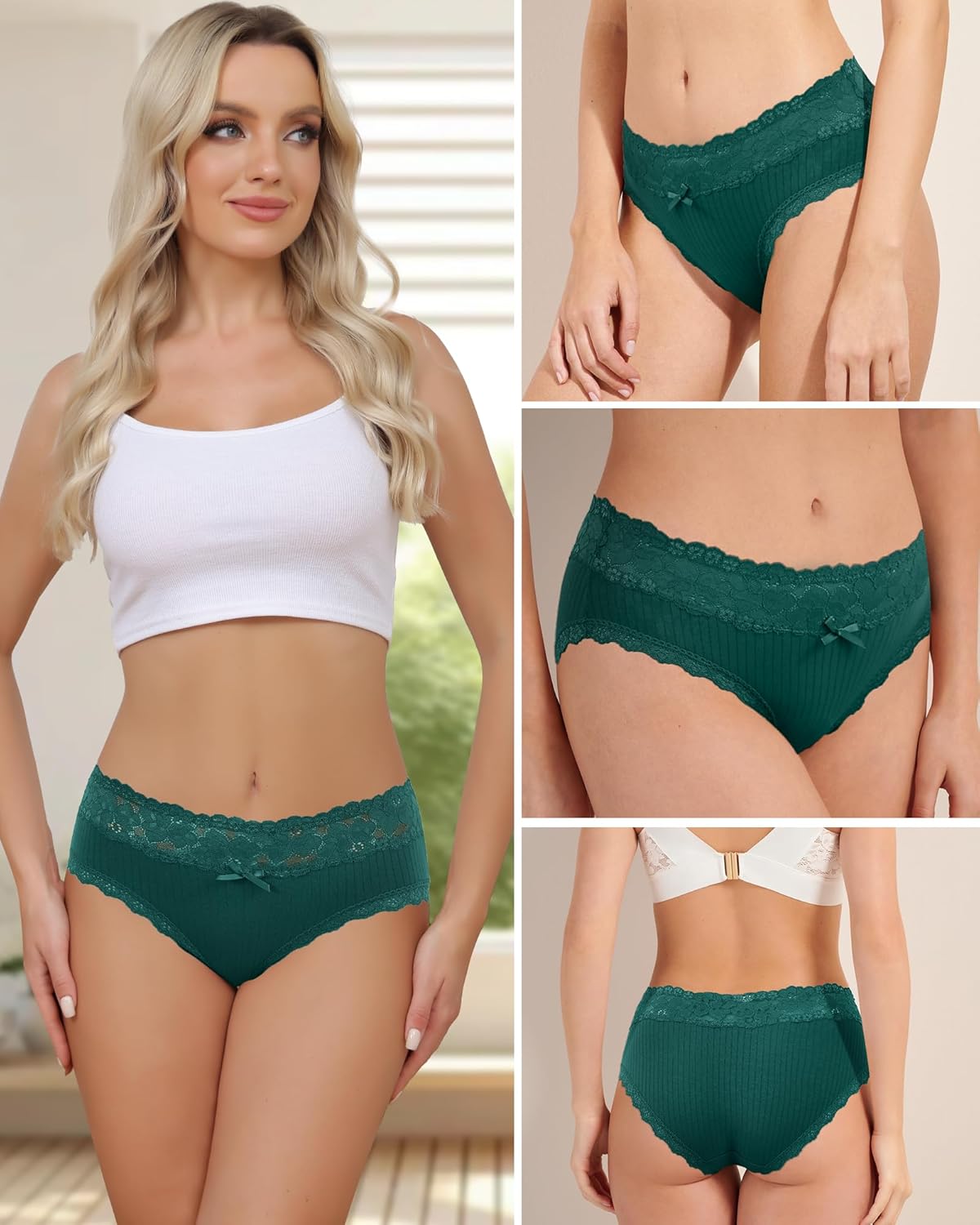 Aijolen Cotton Underwear for Women Breathable Lace Bikini Panties Ladies Hipster Underpants S-XL - Image 2