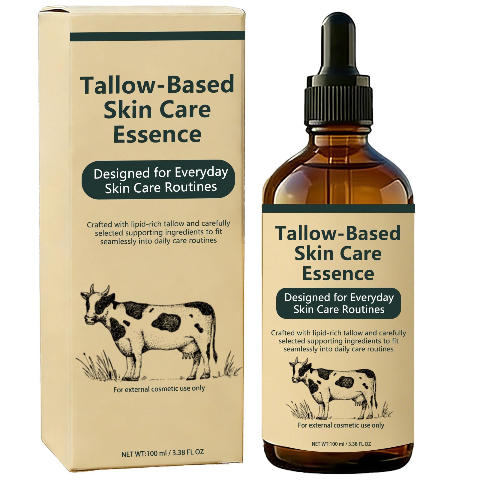 Aussie Betta Golden Micro Peptide Tallow Serum, Tallow-Based Facial Essence with Peptides, Daily Skin Conditioning & Moisture Support, For External