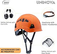 Vista 5 de UNINOVA Casco de seguridad – Casco aprobado por ANSI Z89.1 ajustable – Suspensión de trinquete de 6 puntos y cascos OSHA