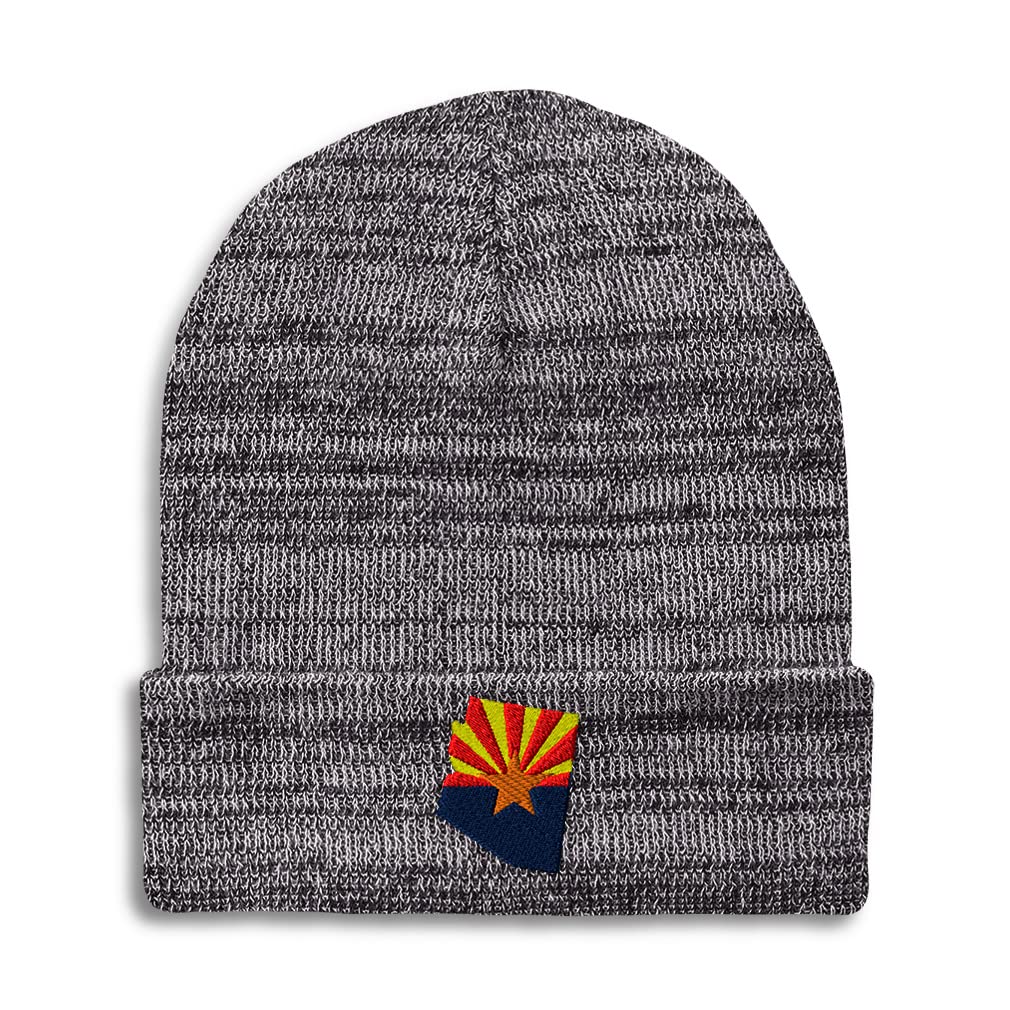 Beanies for Men Arizona Flag State Embroidery Flags American Winter Hats for Women Acrylic Skull Cap 1 Size Heather Grey Design Only