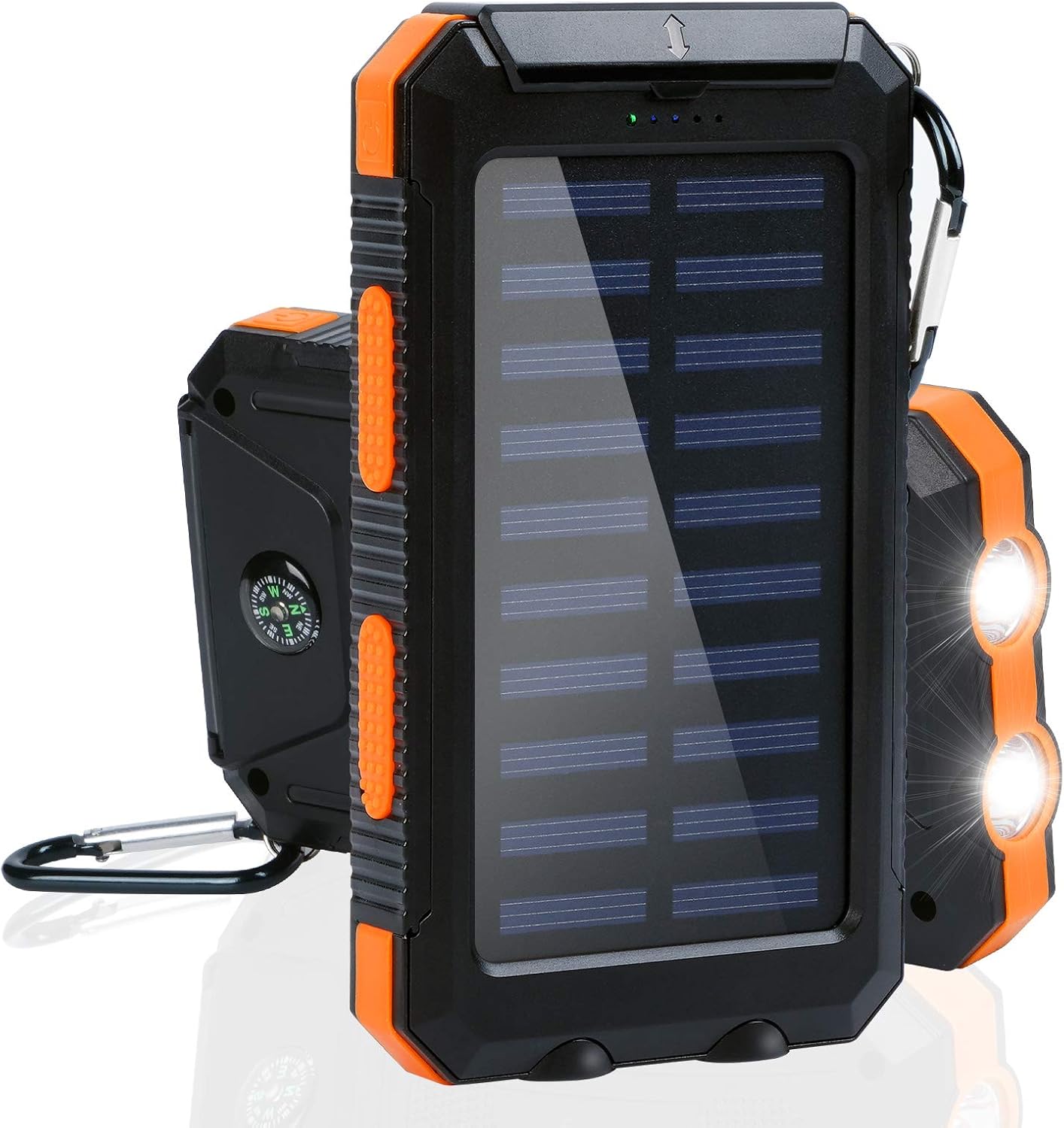 Shiny Flower Solar Charger Power Bank, 20000mAh Portable Solar Battery Charger with LED Flashlight, Compass, 5V/2A, Outdoor Solar Phone Charger for Cell Phone, Tablet, Camping Orange : Cell Phones & Accessories