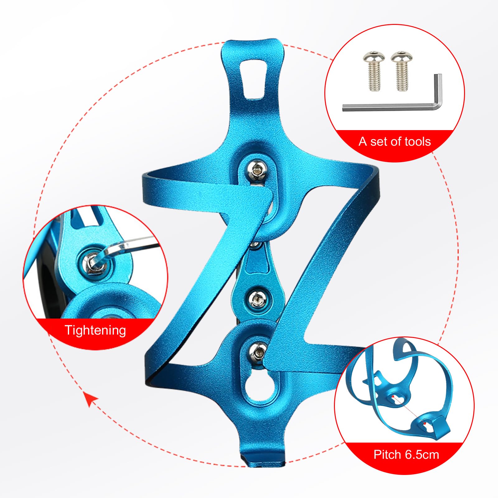 aiGear Portaborraccia per Bicicletta | 2 Pack | Lega di Alluminio Leggera e Durevole | Adatta Alla Bottiglia da 2,9-3,5" di Diametro | per Ciclismo in Bicicletta di Montagna su Strada | Blu