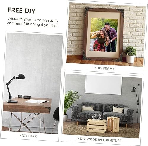 Miniatura 2 de Yardwe Caja de madera de 20 Uds. Esquinas decorativas Retro Muebles Decoración de Escritorio Decoración Antigua Caja Piezas Cubierta Decorativa