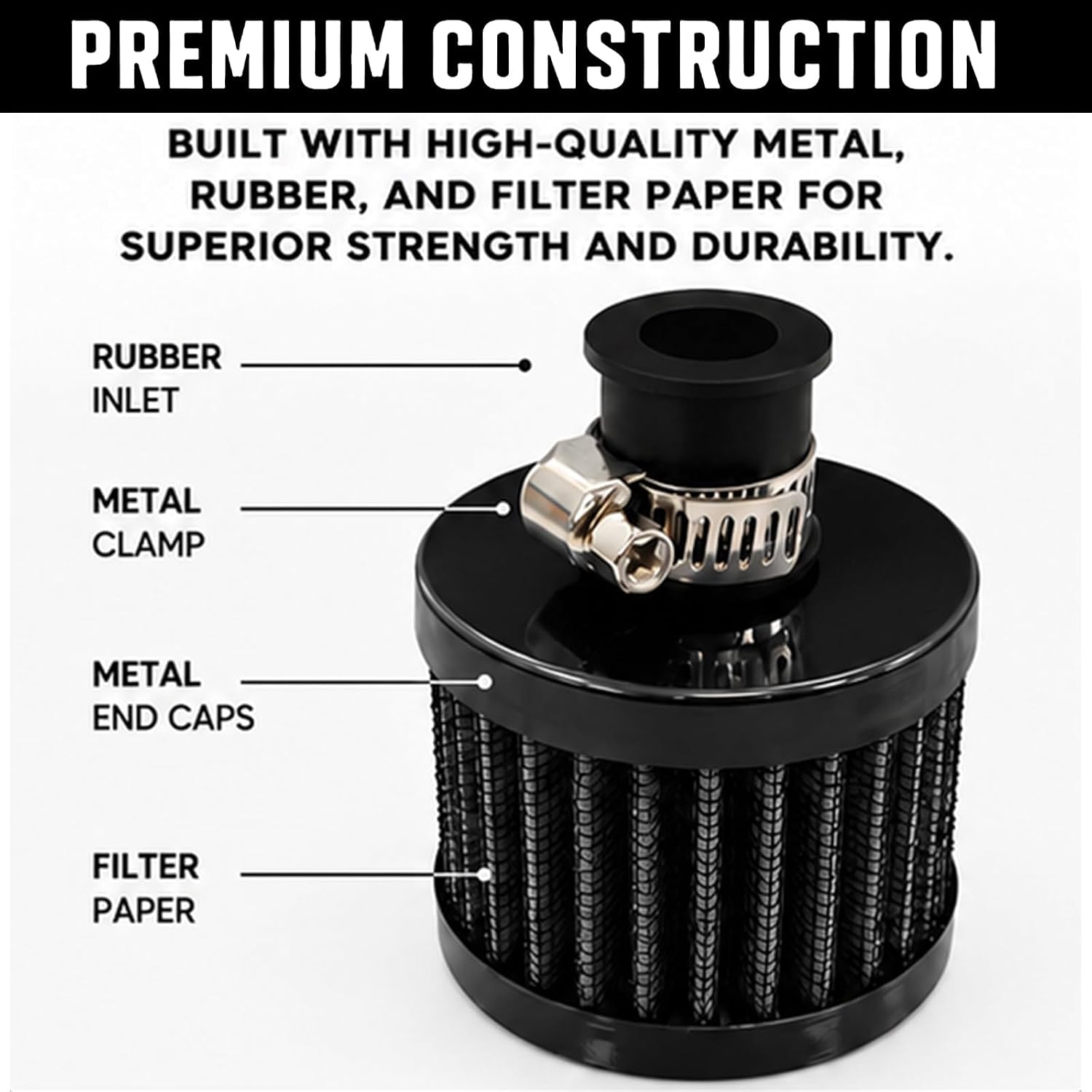 Mini Bike Air Filter Valve Cover Breather Filter, 0.47" Inlet Crankcase Breather Air Intake Filter for Predator 212cc 224cc 196cc 6.5HP, Honda GX160 GX200, Coleman CT200U BT200X Go Kart (Black) image 3