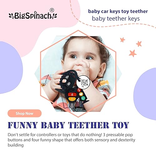 Miniatura 4 de BIGSPINACH Baby Teething Keys Toys 6 to 12 Months,Gothic Car Keys Baby Teether Combo Set,Car Key Remote Toy Controller for Toddler(Gothic) (Gothic,