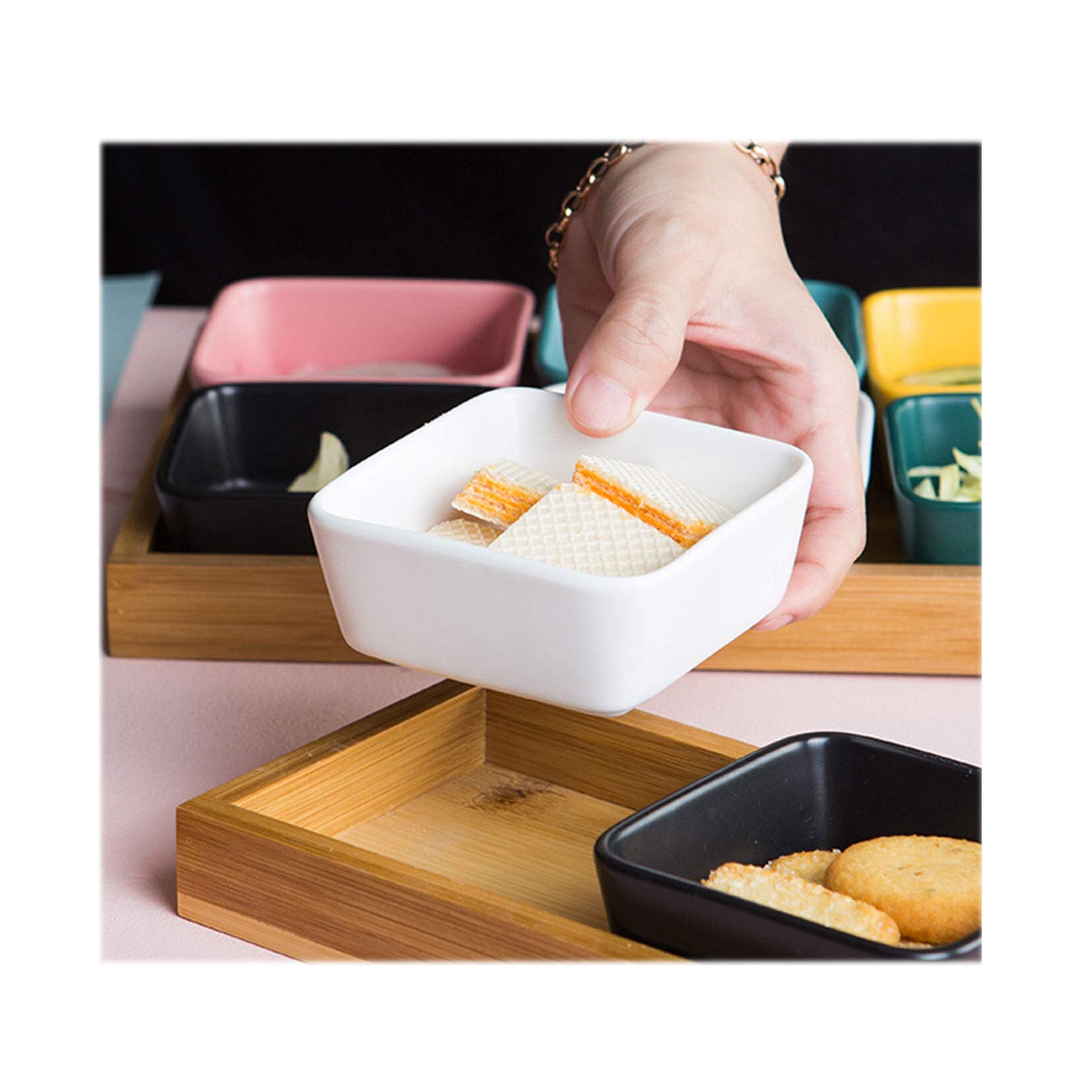Dipschälchen Tauchschalen Set mit Tray-Gewürz-Teller Porzellan-Gewürz-Geschirr Süßigkeitengerichte Nussschalen Mehrzwecksauce-Gerichte für Tomaten Soja BBQ und andere Saucen Schalen ( Color : Blue )