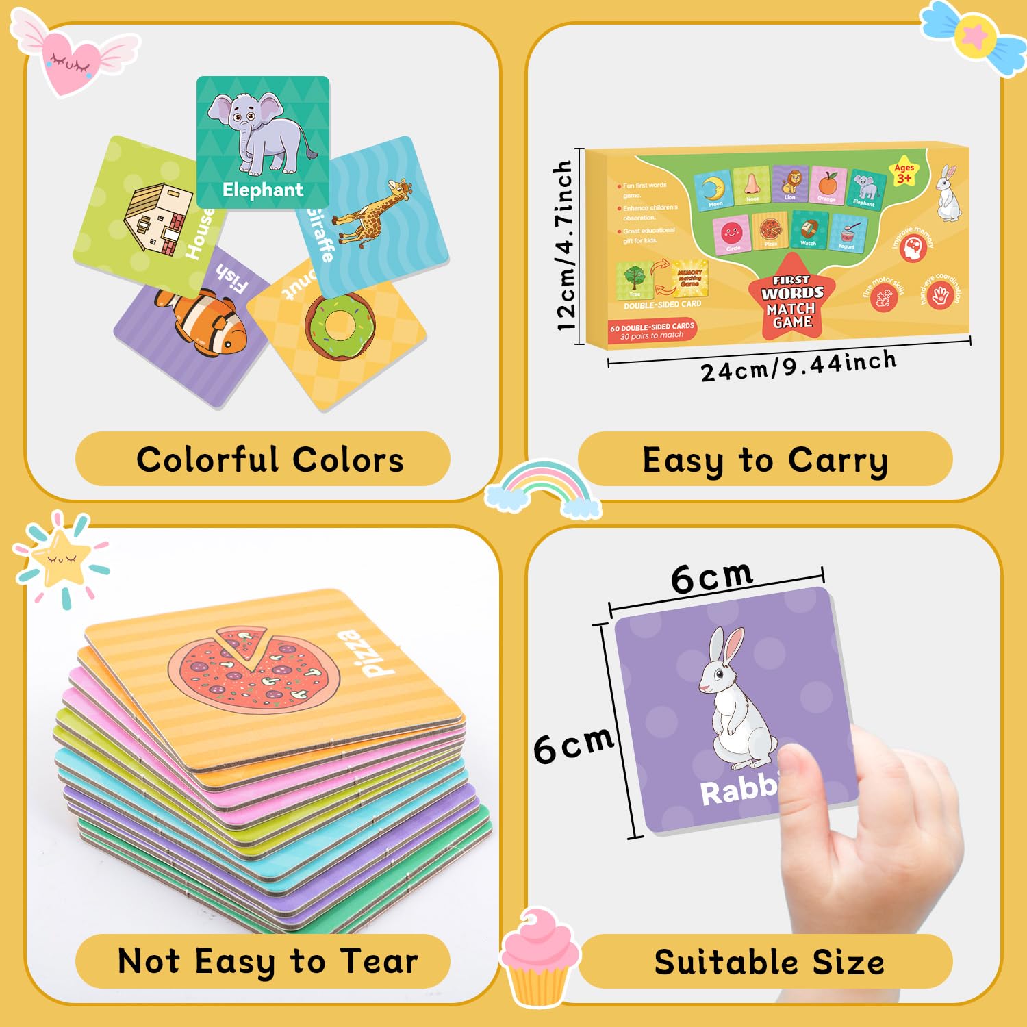 Learning Games For Kids 5-7 CVC Word Memory Game For Kids Ages 3-8 - 60 ...