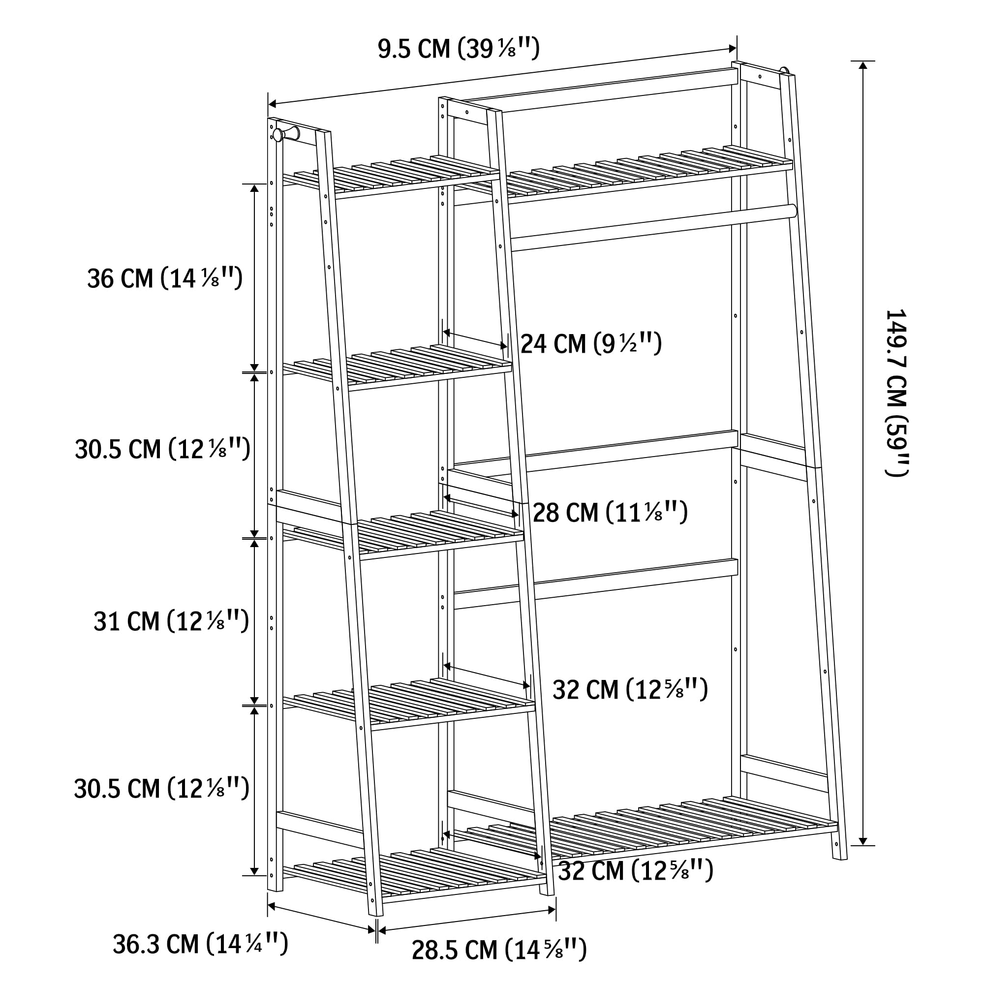 WTZ Clothes Rack, Clothes Rack with Shelves, Freestanding Closet Organizer for Living Bedroom Room Kitchen Bathroom Entryway Office Storage Shelves Clothes Hanging Rack, CR-538 Black