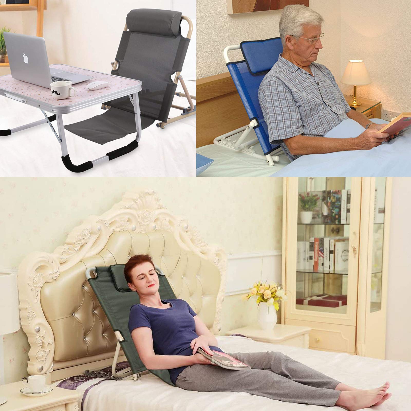 TEmkIn Respaldo reclinable para el Cuidado de la Salud para Ancianos postrados en Cama y Enfermos Marco de Respaldo Plegable Ángulo Ajustable ergonómico, 50x50x72cm