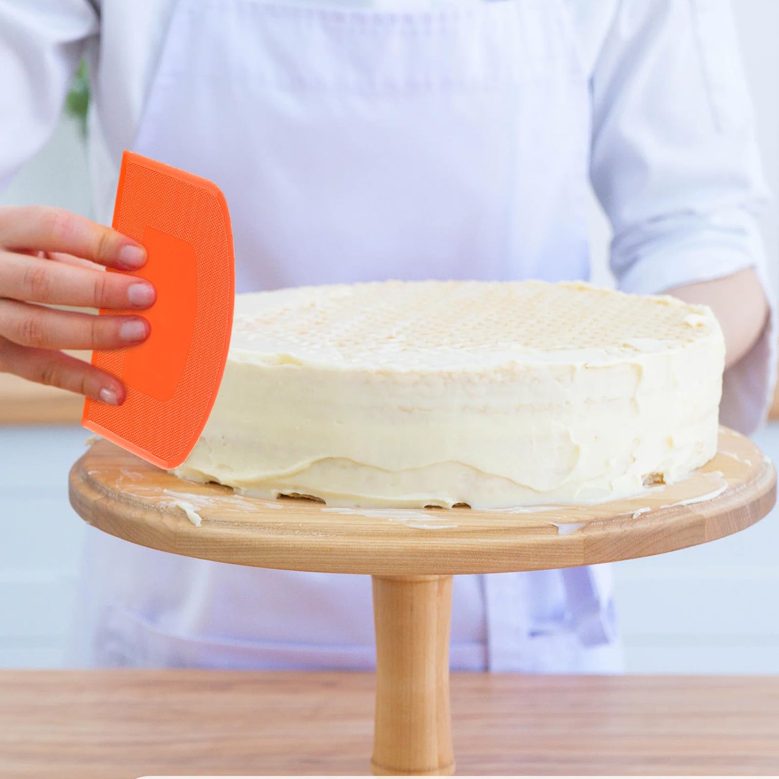 5 Pcs Plastic Bench Scraper Flexible Dough Scraper Bpa Free Pe Plastic Flexible Bowl Food-Safe Silicone Bench Scraper For Bread Cake Dough Fondant Icing (White, Green, Orange, Pink) - Image 5