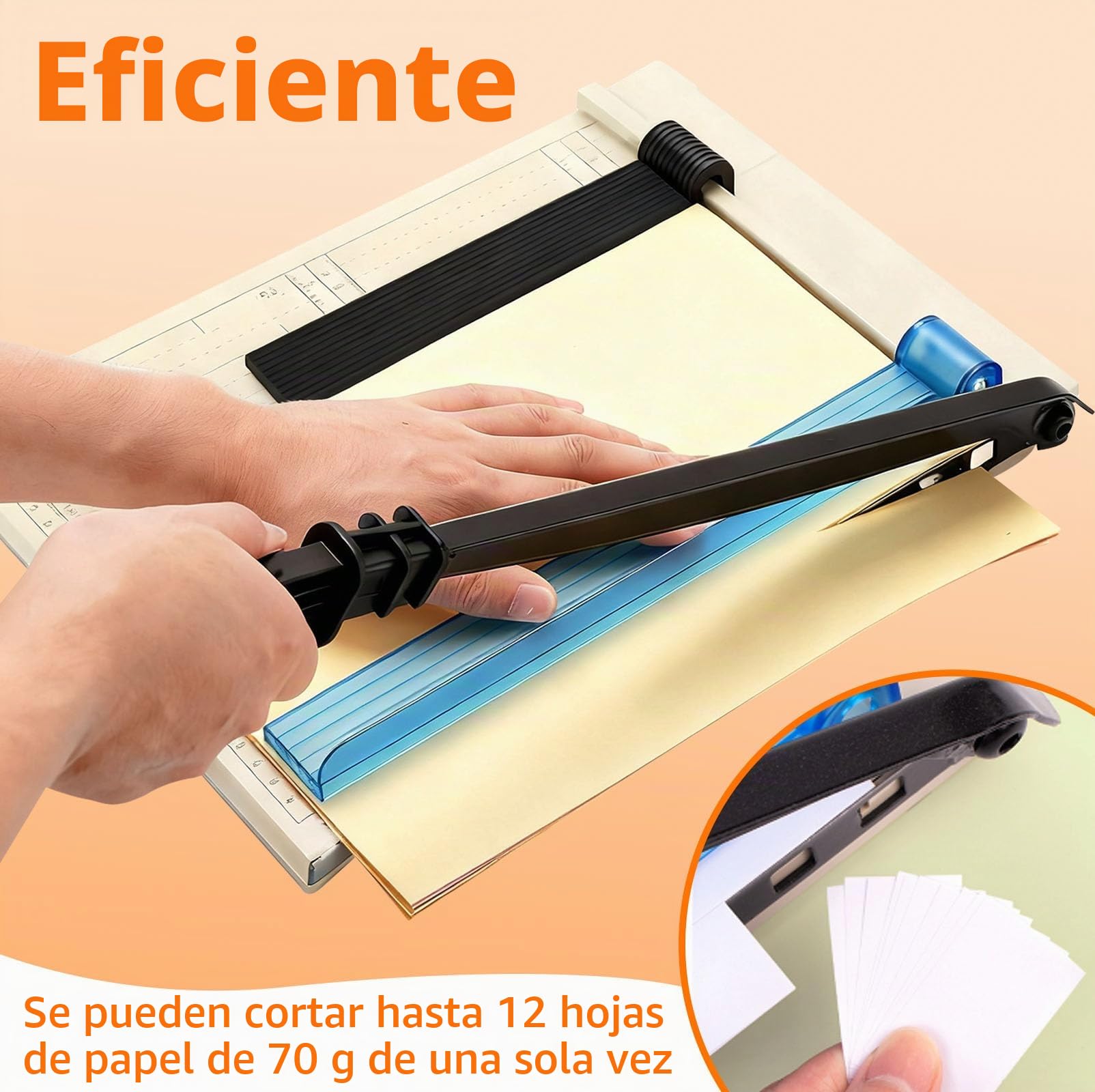 Cortador de Papel Guillotina A4 con Base Antideslizante, Protector Seguridad y Guía Ajustable, Cizalla Paper Manual Palanca Corte Preciso para Hojas De Metal, Cuero, Fotos, cartón & Cardstock