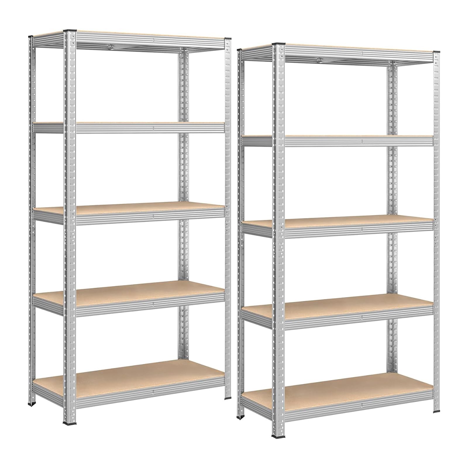 COZYBRITE Garage Shelving Units 5 Tier 2 Pack 70x30x150cm Silver