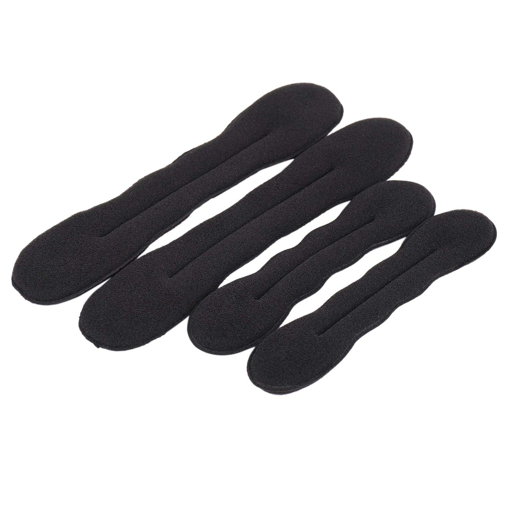 Bun Maker (2 Small, 2) Foam Sponge Bun Shaper Hair Accessories (Black)