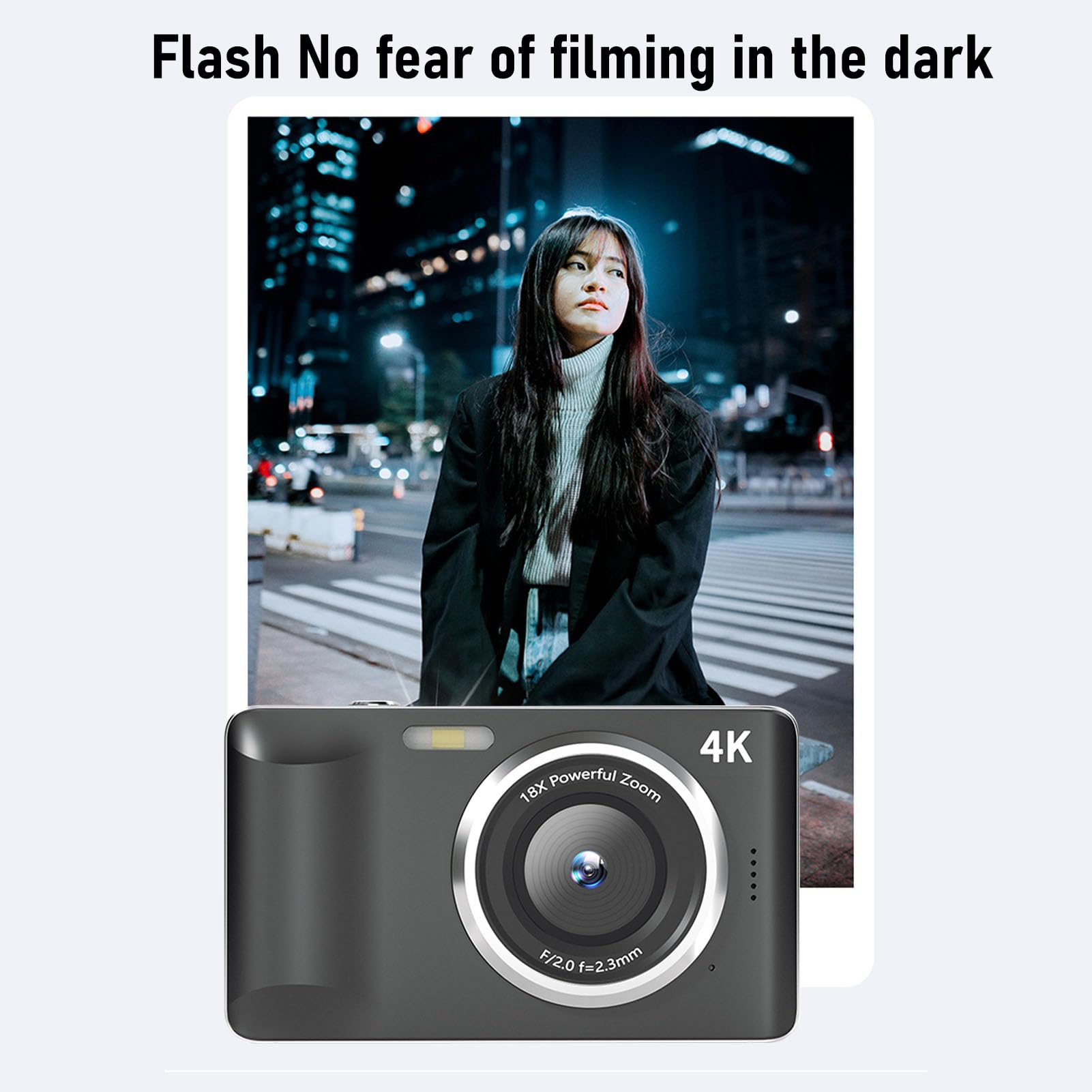 Annadue Camera Digitale 4K, Fotocamera Volg da 64 MP con Zoom 18x, Schermo LCD da 2,8 ", Autofocus & Flash, Batteria da 1200 MAh, Supporta 256 GB, per la Fotografia di Viaggio (grigio scuro)
