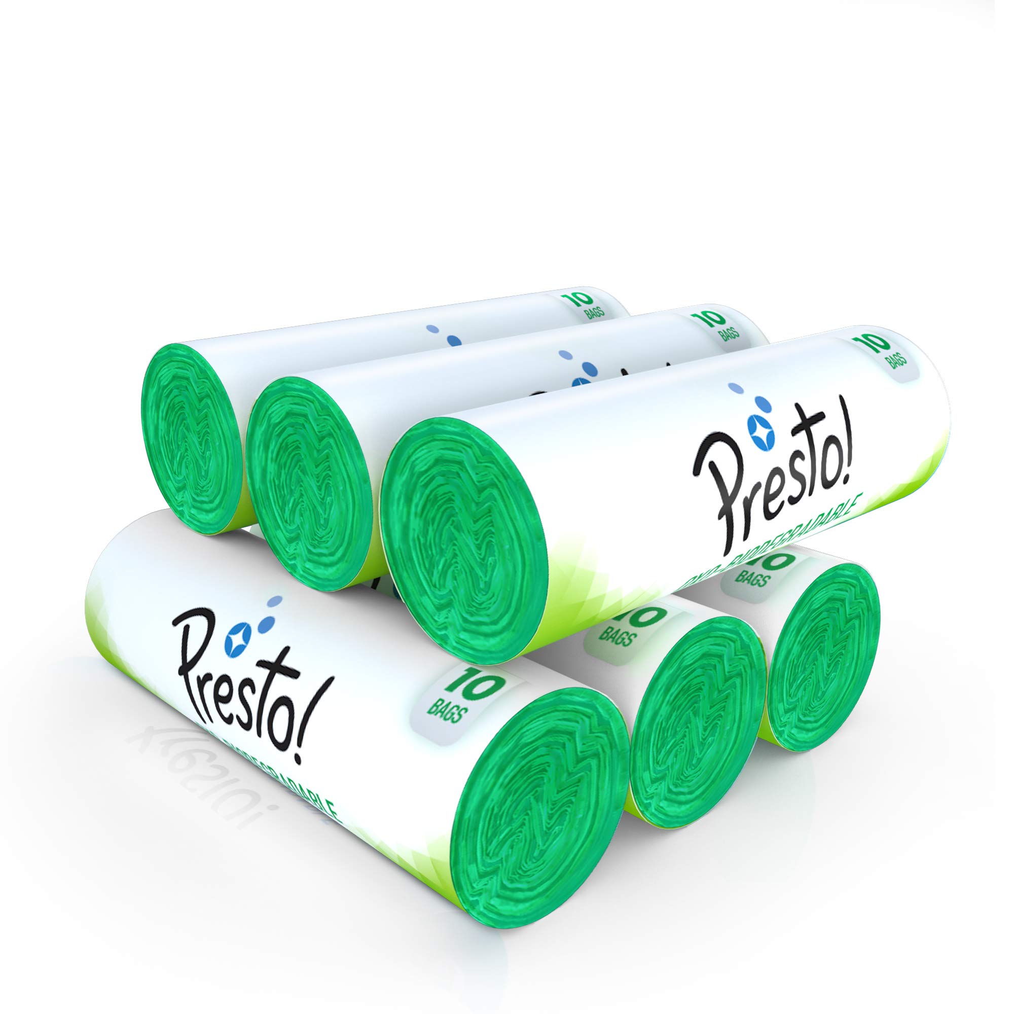 Amazon Brand - Presto! Garbage Bags | Extra Large XL | 60 Count | 10 Bags X 6 Rolls | 30 X 37 Inches | For Wet Waste | Green