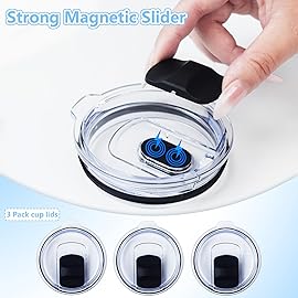 4 Pack 20 oz Tumbler Lid, Magnetic Slider Replacement Lids for YETI 20 oz Tumbler, 10/24 oz Mug and 10 oz Lowball, Spill Proof Cup Lids Covers Compatible for Ozark Trail, Old Style Rtic, BPA Free