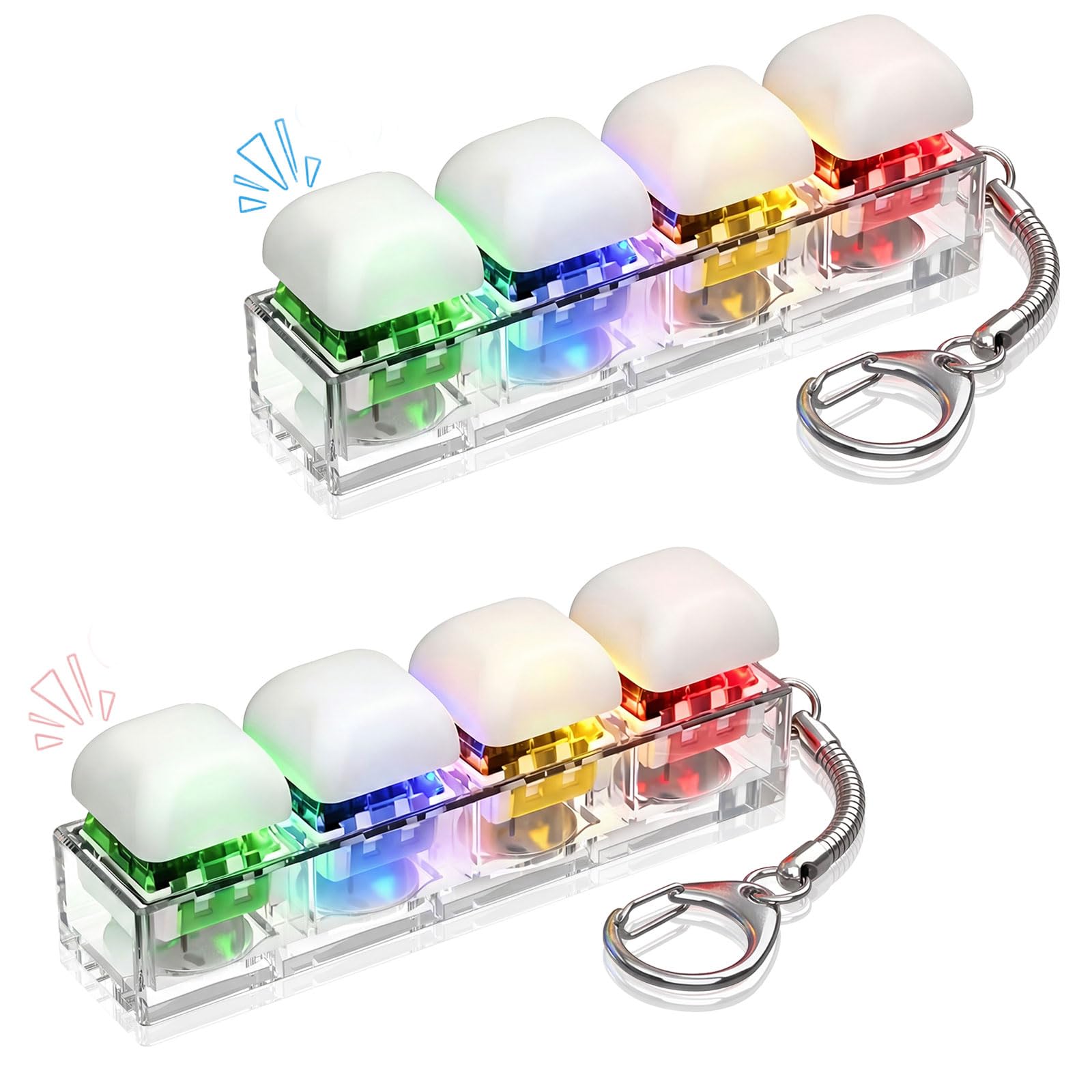 MHYALUDO 2Pcs Keyboard Fidget Toy, Clicker Fidget Toy with LED Light