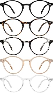 Blue Light Blocking Glasses Men Women Vintage Computer Glasses Blue Light Protection Round Rim Frame Anti Eyestrain Blue Light Blocker Eyeglasses (5 pack)